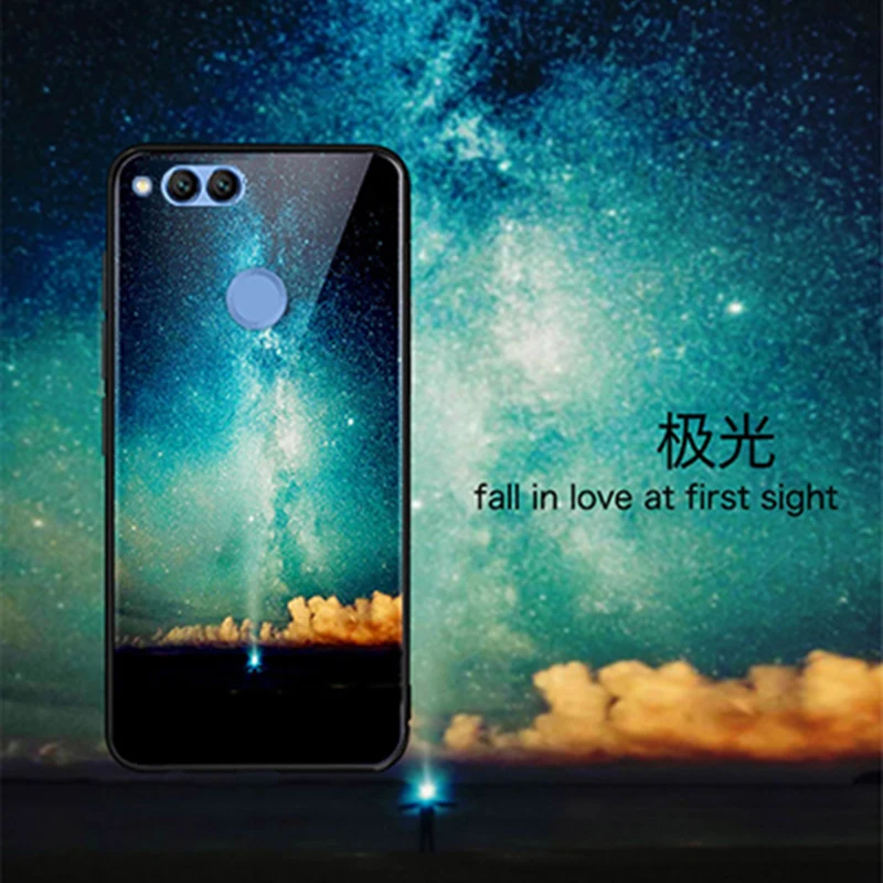 Чехол из закаленного стекла для Huawei Honor 7X Защитные чехлы Honor7X стеклянный чехол 7 X