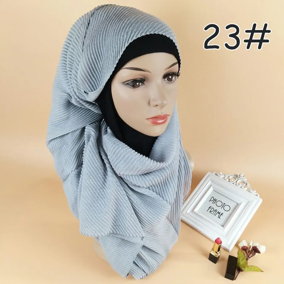 180*70 см мягкие носки из тонкого хлопка Hijab шарф Мусульманский платок исламский аксессуары Платки femme - Цвет: 23