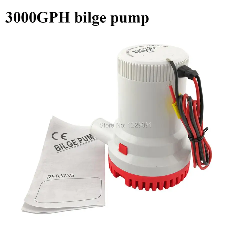 12V 3000gph Трюмный насос Корабль DC погружной морской лодка Электрический Трюмный водяной насос 24V