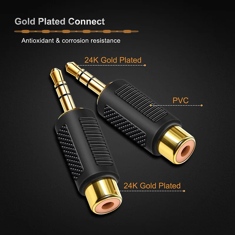 Cabletime стерео 3 5 мм моно штекер RCA Женский аудио адаптер Муфта позолоченный Аудио м