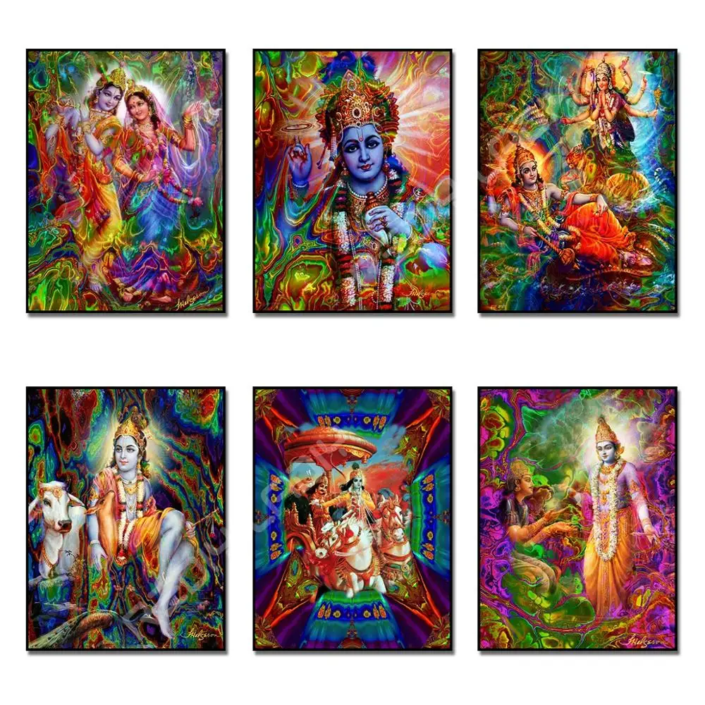 Алмазная живопись своими руками лорд Кришна полная квадратная/круглая картина