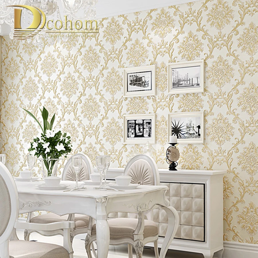 Европейский стиль Современная Настенная бумага дизайн Дамасская рельефная 3D