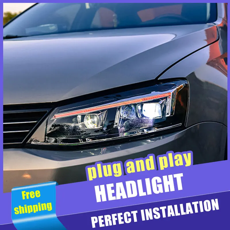 

2PCS Car Style LED headlights for VW Jetta 2012-2016 for Jetta head lamp LED Lens Double Beam H7 HID Xenon bi xenon lens