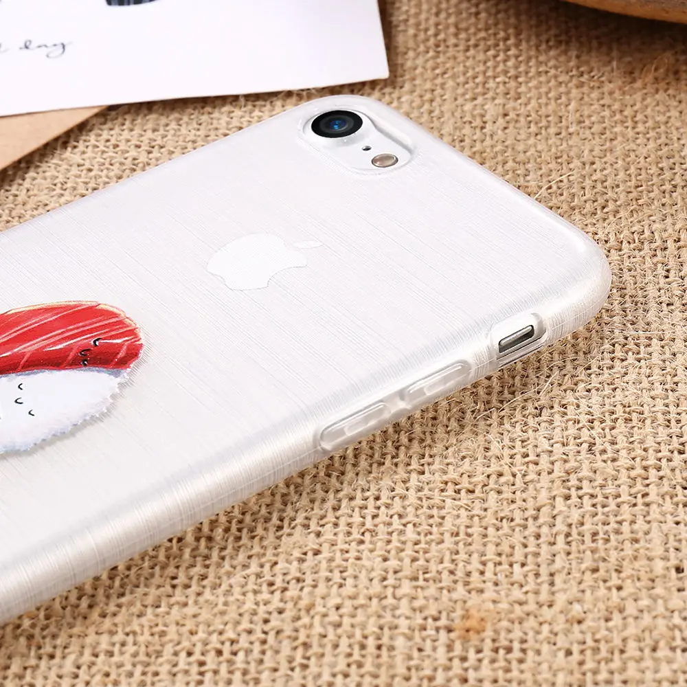 Caseier суши чехол для телефона iPhone 7 8 Обложка мягкая TPU ультра-тонкий милый