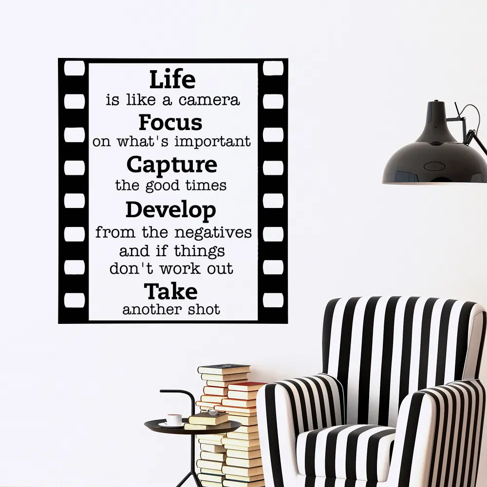 Мотивационная настенная наклейка цитата жизнь похожа на камеру настенные