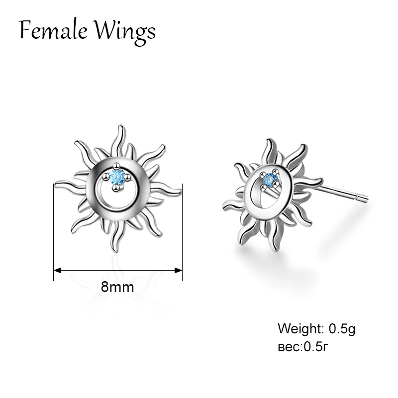 Женские крылья 925 пробы серебро пуссет-солнце серьги Для женщин подарок для