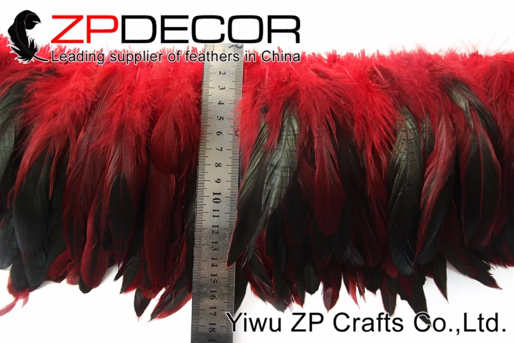 

ZPDECOR Rooster Feather Wholesale 6-8inch Handwork Red Half Bronze Strung Rooster Schlappen Feathers