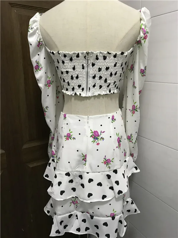 Женский комплект из 2 предметов укороченный топ с цветочным принтом оборками на