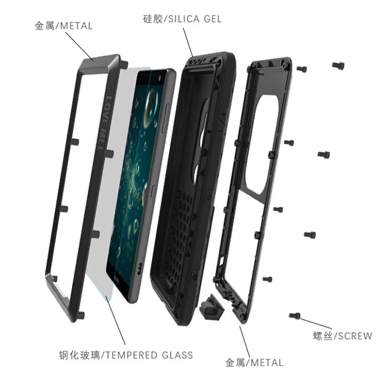 Чехол для Sony Xperia XZ2 противоударный алюминиевый металлический полноразмерный