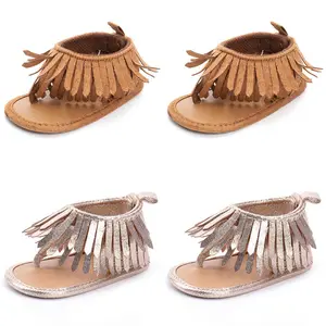 Модные повседневные летние сандалии для новорожденных девочек; 2 стиля; Обувь на плоской подошве с кисточками; Размеры 0-12M