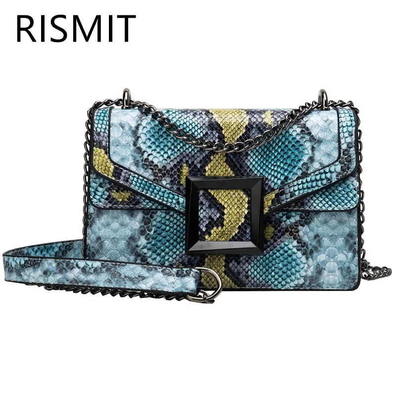 2019 New Bolsos Mujer Rismit Female Snake Bags Fashionable Shoulder Small Chain Robbers Crusader Leather With Skin Pads | Багаж и сумки