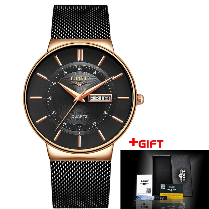 

LIGE Mens Watches Top Brand Luxury Casual Fashion Watch Men Net with Waterproof Clock Sports Quartz Watch Relogio Masculino+Box