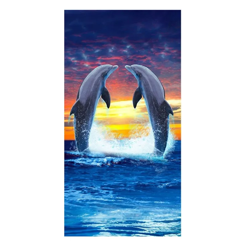 

New Sunset Dolphins Beach Towel Microfibre Bath Towel 140X70 Lightweight Towels Bathroom Dolphin Travel Swimming Towel Sea Ocean