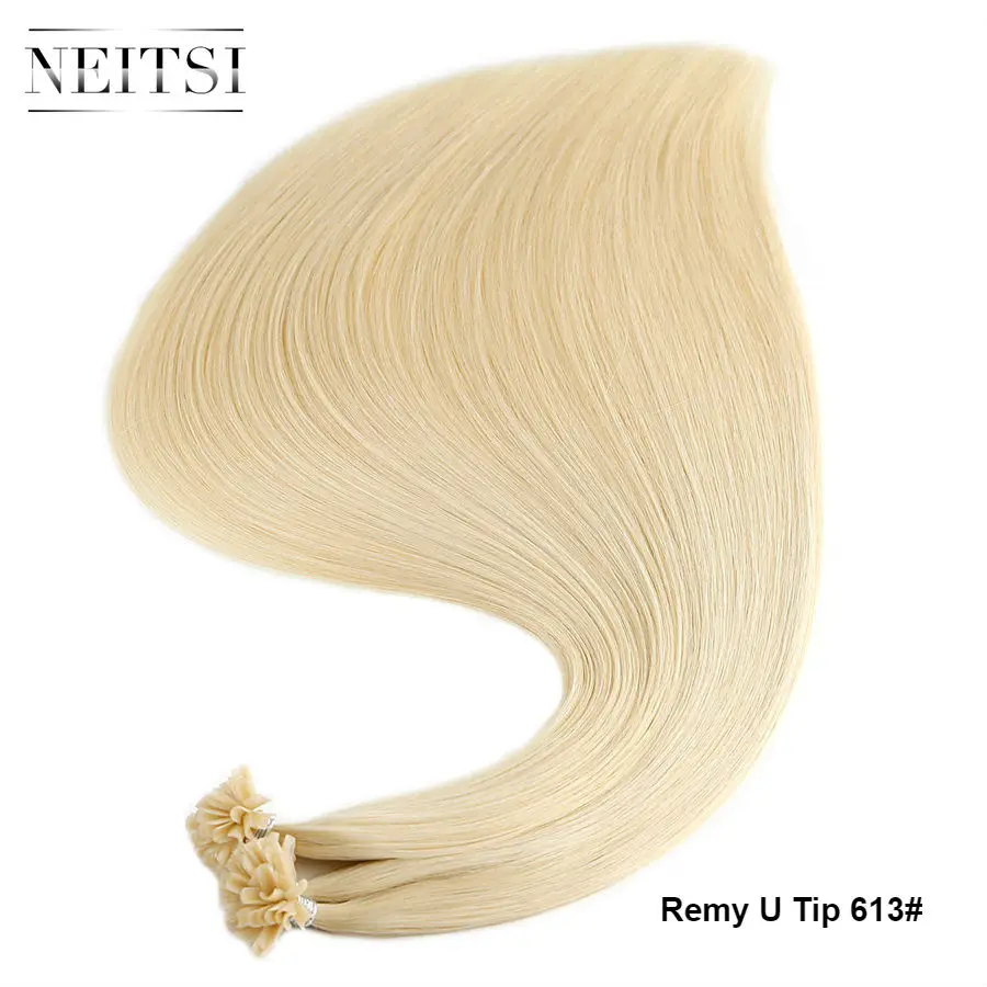 Прямые человеческие накладные волосы Neitsi Remy Fusion с кератином, u-образные капсулы, накладные волосы для наращивания, 1" 20" 2" 28" - Цвет: #613