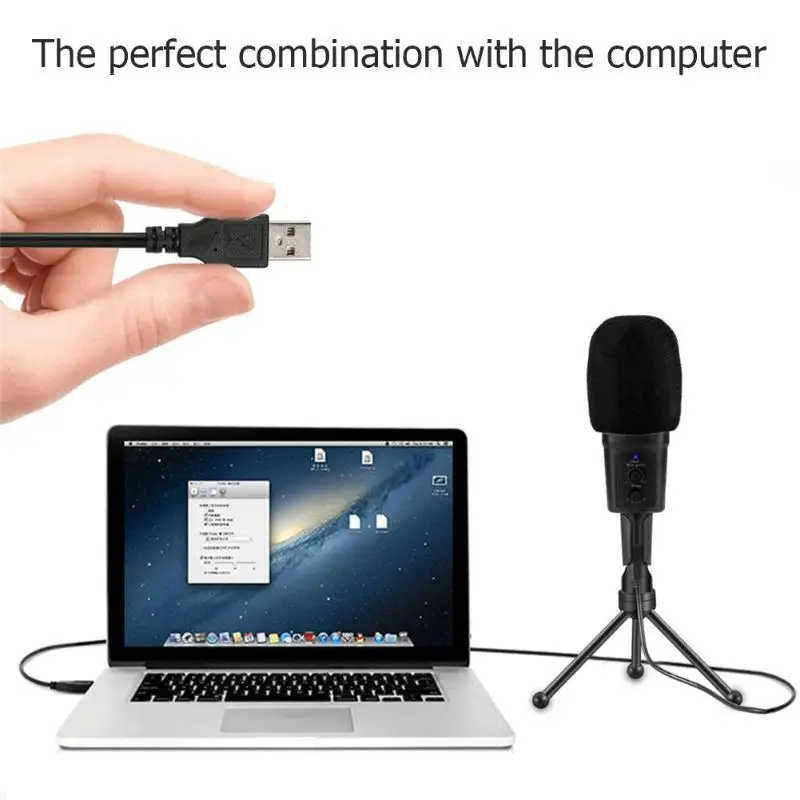 LEORY Профессиональный DC 5 в микрофон USB проводной кардиоидный Студийный конденсаторный микрофон мгновенный микрофон для ПК записывающий высокого качества