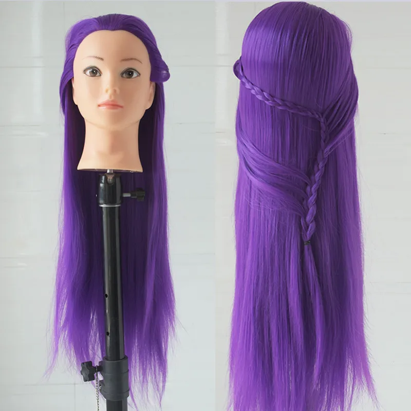 

Purple Hair Mannequin Wig Head Hairdressing Model Hairstyle Training Manikin Professional Styling Dolls