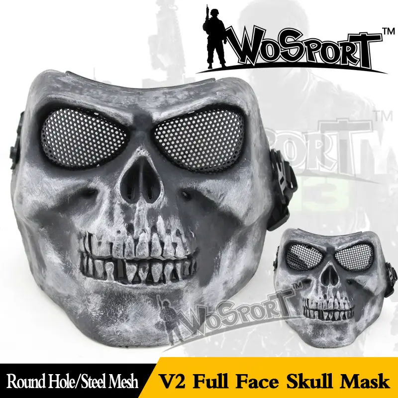 WOSPORT M02 Airsoft Пейнтбол Тактические CS маска полный и половина лицо Призрак Череп