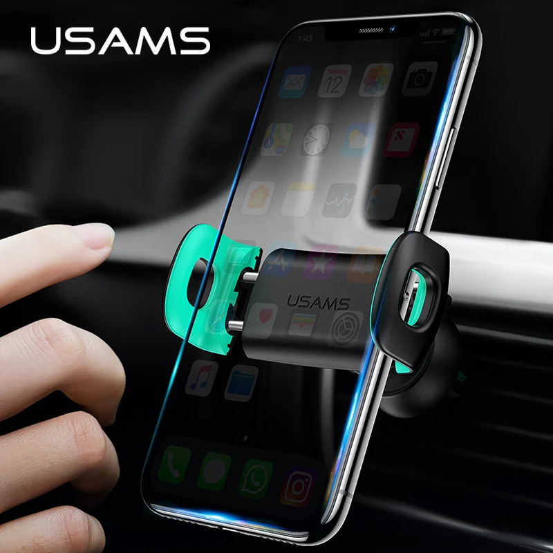 Автомобильная Подставка для телефона, USAMS, держатель для телефона в машину, 360 градусов, крепление на вентиляционное отверстие, эластичная подставка для iPhone XS max, автомобильный держатель