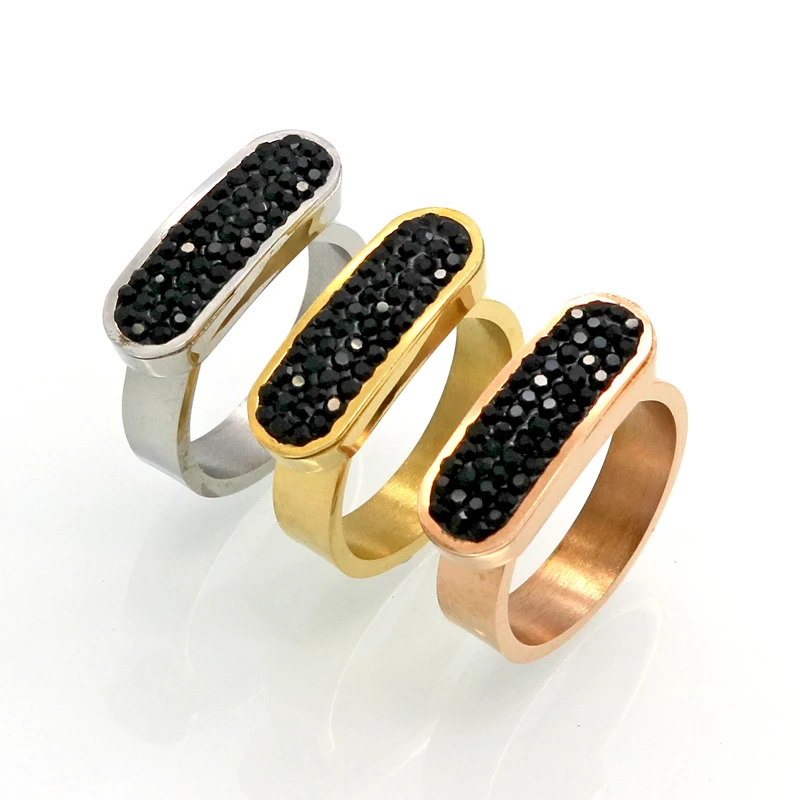 Solid Fashion Flat Tag Ring Punk Finger Gold Color Lucky Crystal For women Stainless Steel Jewelry Wholesale | Украшения и