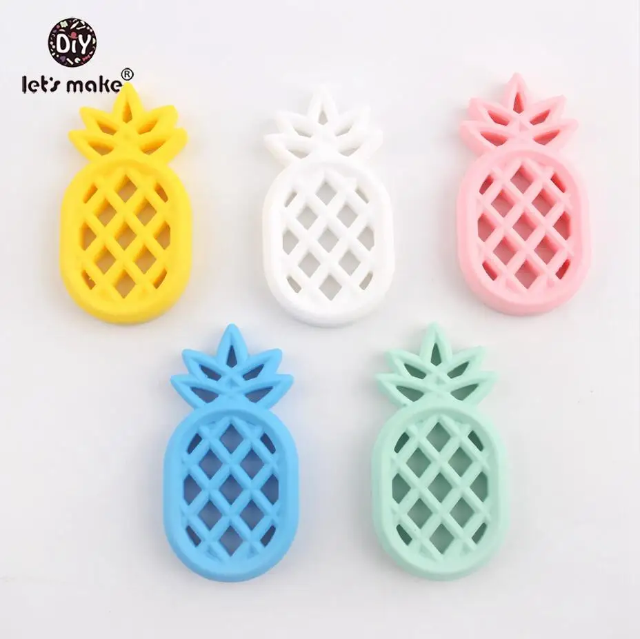 pineapple Let's make 5 шт. силиконовый Прорезыватель для зубов, без бисфенола, сделай сам, Детские Прорезыватели для зубов, ожерелье, материалы для кормления, силиконовые животные, Детские Прорезыватели - Цвет: pineapple