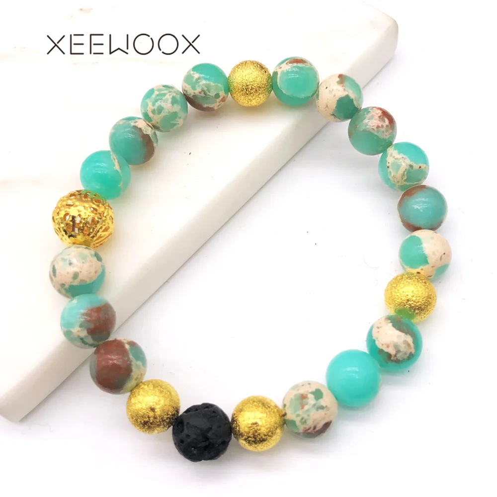 Colorful Couple Yoga Lava Essential Oils Diffuser Bead Bracelet For Woman Man Girl Natural Stone XEEWOOX Boho Bohemia Gift | Украшения и