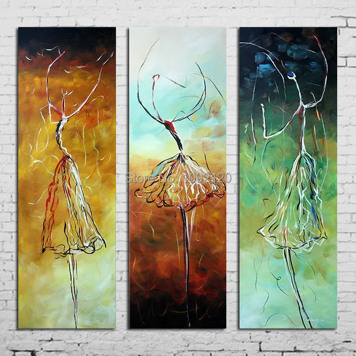 100% современное модное украшение ручной работы картины маслом Танцующие женщины