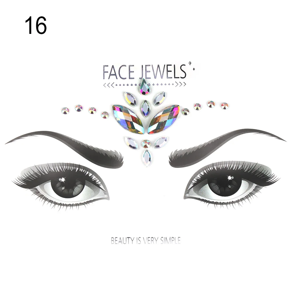 16 Акриловая полимерная дрель-палочка наклейка Bindi ручной работы в богемном стиле для лица и глаз, украшение на лоб, сценический декор, наклейка - Цвет: 16