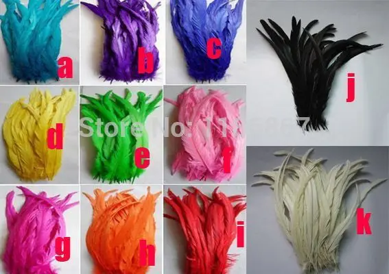 

12 -14inches/30-35cm Multi-Colors Dyed Loose Rooster Tail Feathers For Dress/Hats Trims 11color Chicken feathers100pcs/lot