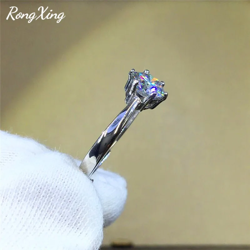 Женское Обручальное Кольцо RongXing обручальное кольцо с Белым Круглым цирконием