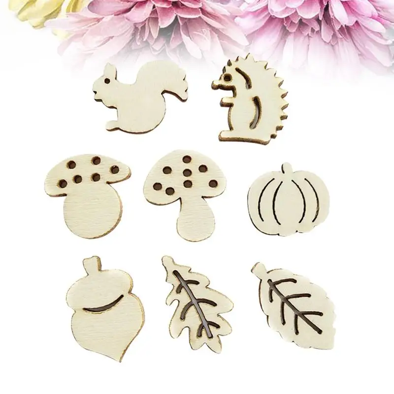 100 шт. креативные милые деревянные кусочки грибов диски Висячие орнаменты