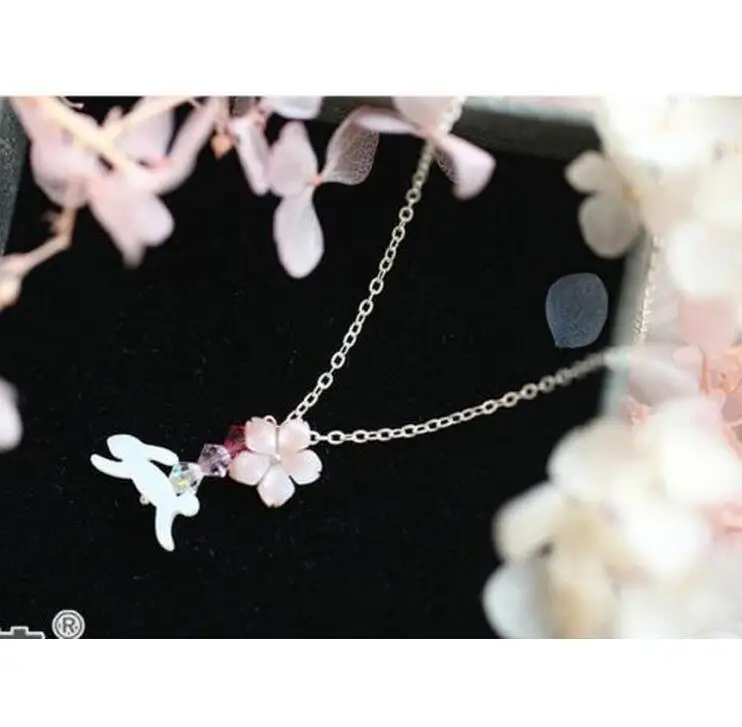 Ожерелье с подвеской в виде ракушки кролика сакуры розовый подарок для