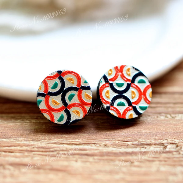 Уникальный 3D тисненый 16 мм круглый цветной рисунок дерево Кабошон DIY для колец