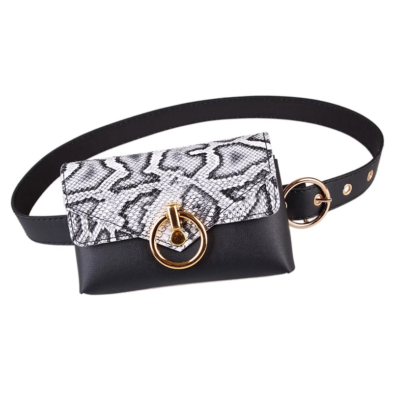 White Waist bag Женская талия, ремень, ремень, модная сумка, сумка на ремне, сумка со змеей, сумка из искусственной кожи, сумка на плечо - Цвет: White Waist bag