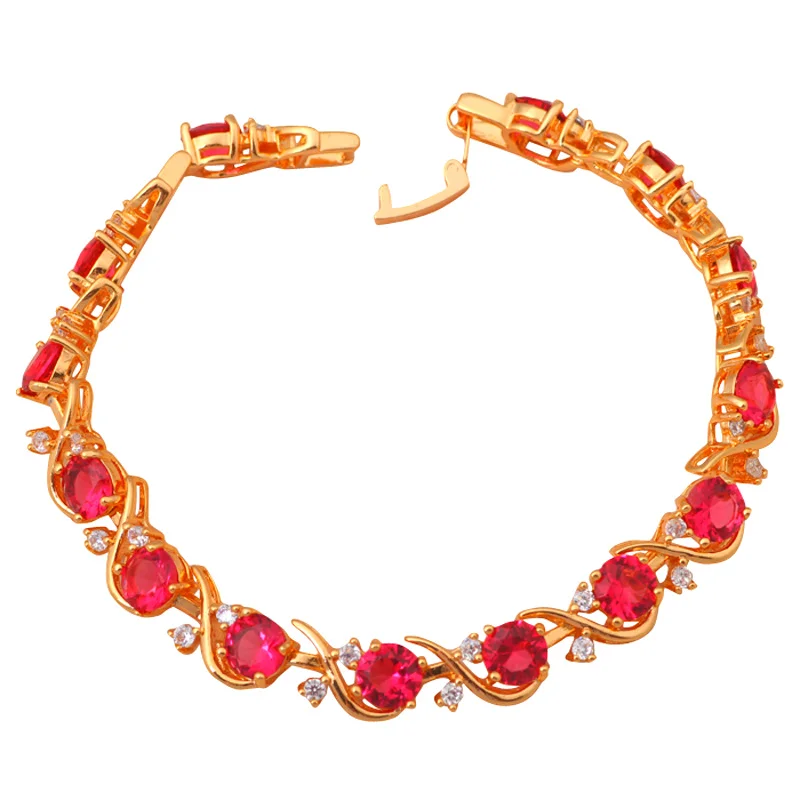 CZ Jewelry Lowest price K yellow Gold Tone Rose Crystal Inlay Charm Bracelets for women Wedding fashion jewelry TB673 | Украшения и