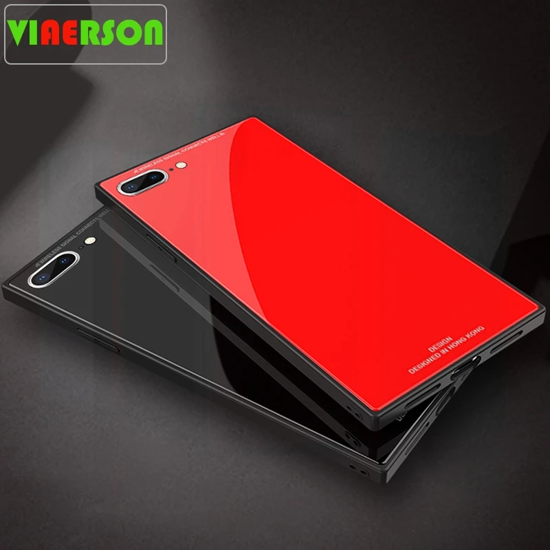Роскошный брендовый прямоугольный чехол для iPhone 7 iphone 8 квадратный из закаленного
