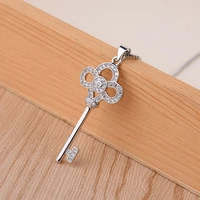 bijoux fashion silver color crystal key pendant necklaces for women engagement jewelry