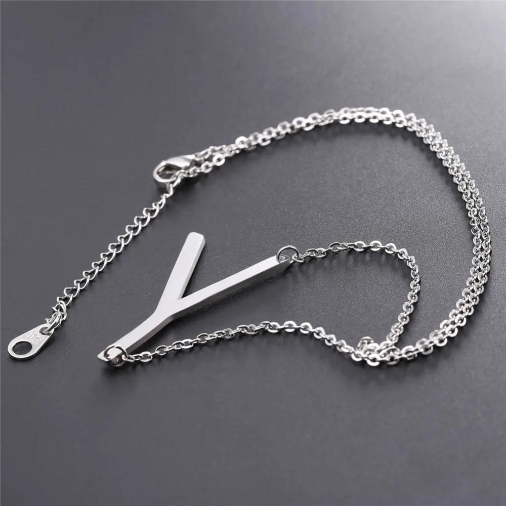 Цепочка с подвеской черного цвета буквой A B C D E F G H I J K L M N O P Q S T U V W X Y Z P2625G|f pendant|b