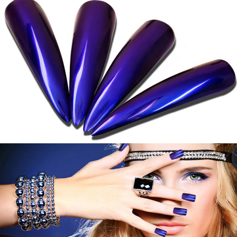 Yinikiz Purple Color Mirror Nail Glitter Powder Charming DIY Pigment Art Soak Off Manicure Dust for UV&ampLED Gel Polish | Красота и