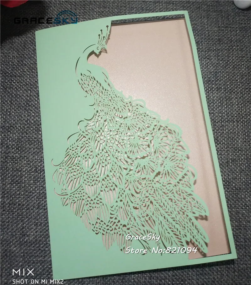 50pcs free shipping New Laser cut Hollow Elegance Phoenix paper Wedding invitation cards with inner sheet RSVP | Дом и сад