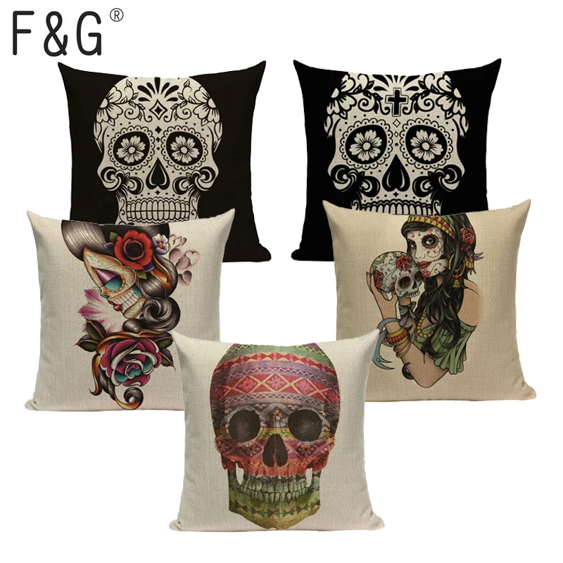 

Halloween skull Cushion Cover Car Throw Pillow Cover 18x18 inches Pillowcase Home Decor Dropshiping Custom Fashion Linen