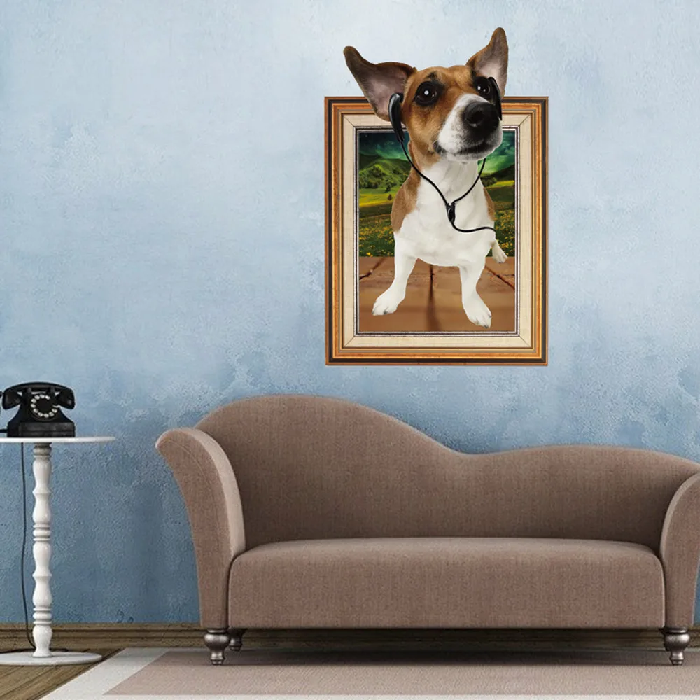 Современный мультфильм Щенок 3D стерео собака фоторамка ТВ настенные наклейки