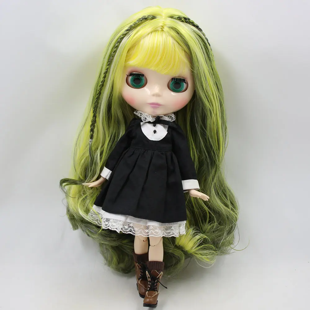 Кукла блайз ICY DBS Серия № BL9016/3208/3208/340 желтые смешанные зеленые волосы с косами