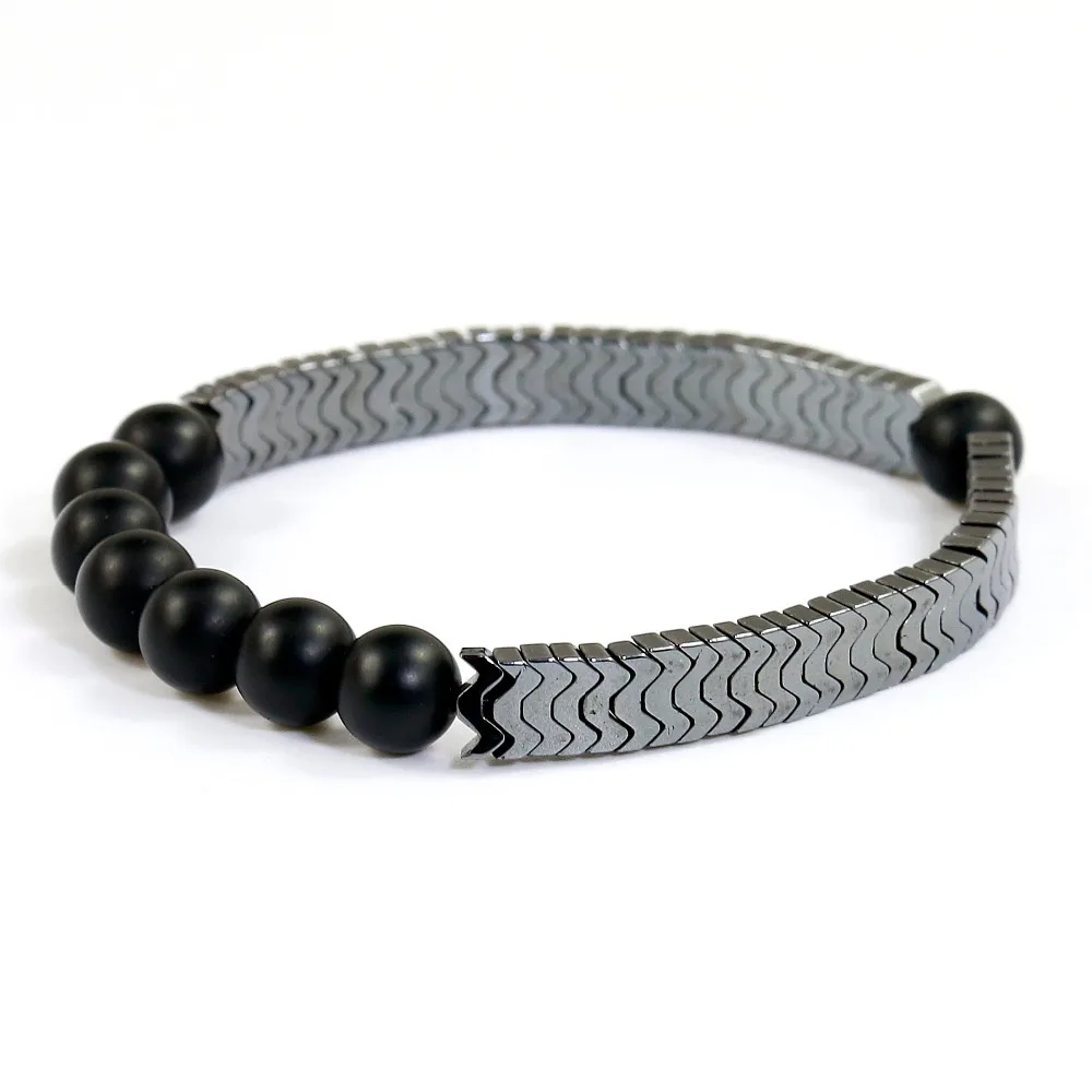Новый ручной работы натуральный матовый оникс бусины камень браслет Мужчины