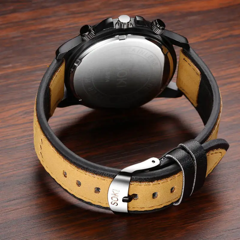 Мужские наручные часы SOKI Reloj Модные Аналоговые кварцевые с большим циферблатом и