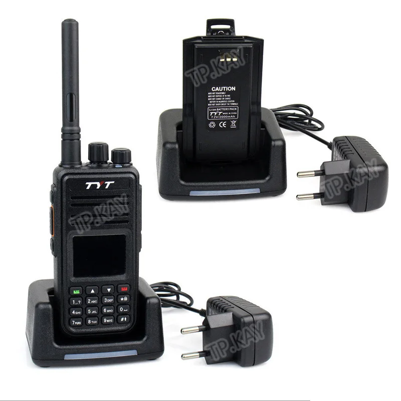 Лучшая цена TDMA Vocoder VHF цифровая рация TYT MD 380 с батареей 2000 мАч и программным