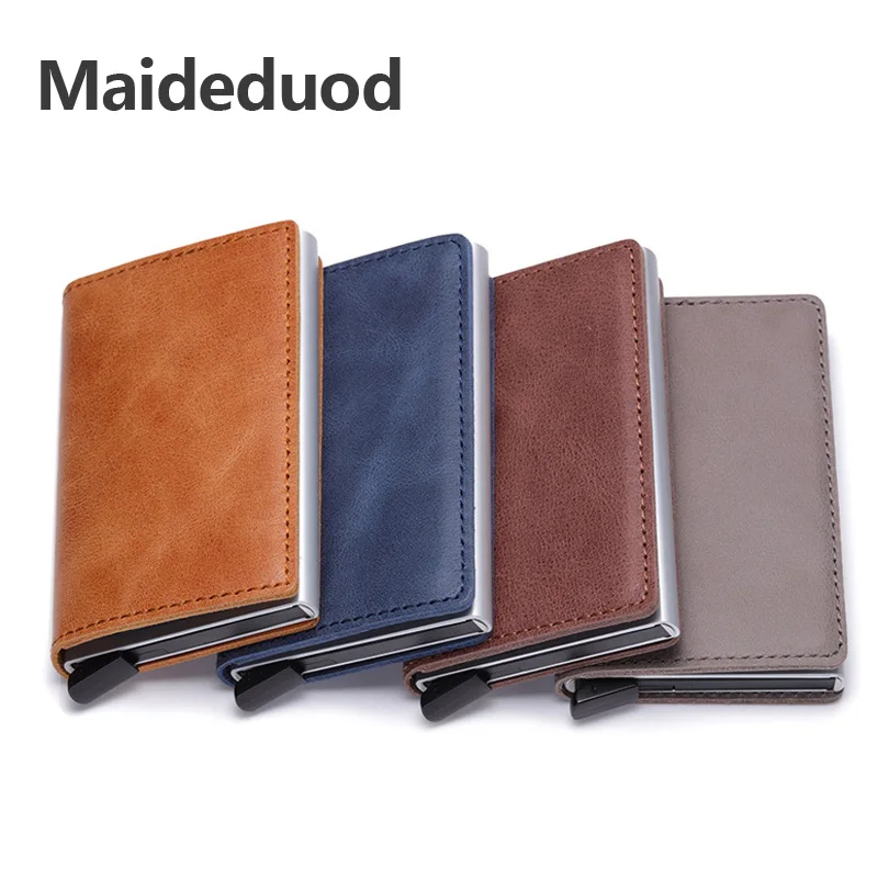 Винтажный кошелек для кредитных карт Maideduod из натуральной кожи с защитой от кражи