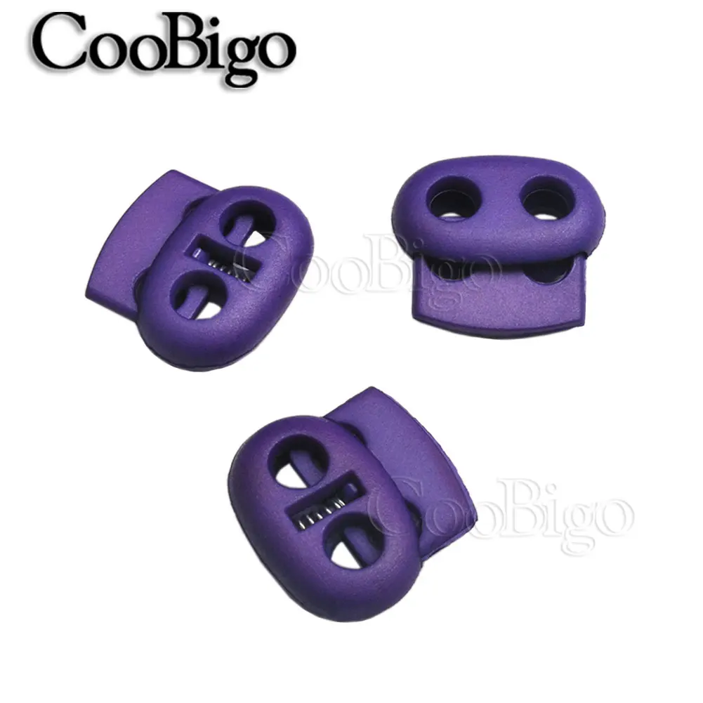 Purple 1 шт. 5 мм 2 отверстия красочные пластиковые фиксаторы шнур замок Bean тумблер клип одежда шнурки спортивная одежда аксессуары - Цвет: Purple