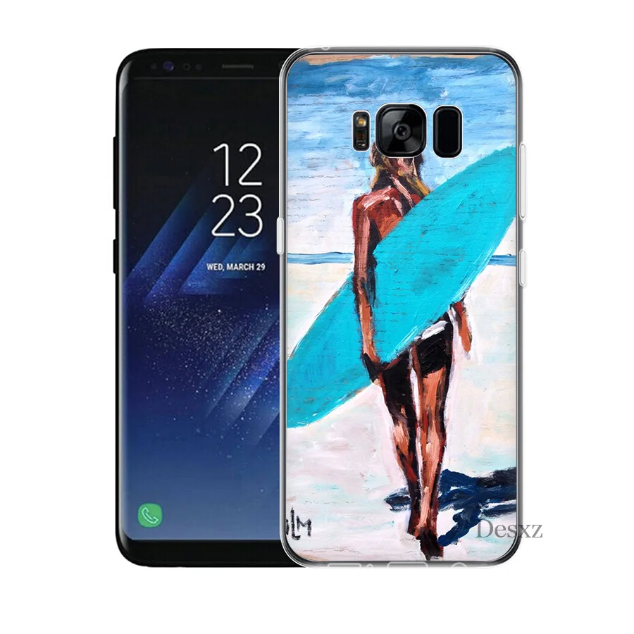 Чехол для Samsung A10 A20 A30 A40 A50 A60 A70 A9 A7 A5 A6 A8 Plus surf art Girl Ультратонкий Жесткий ПК с