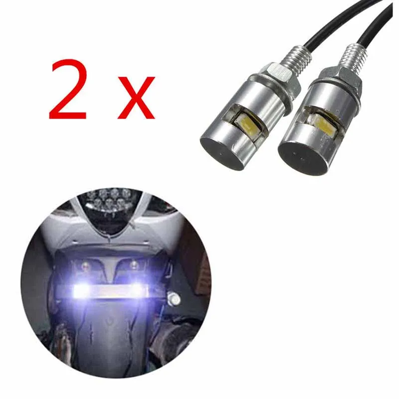 2 шт./компл. 12V светодиодный мотоцикла автомобиля номерной знак на шурупе болте