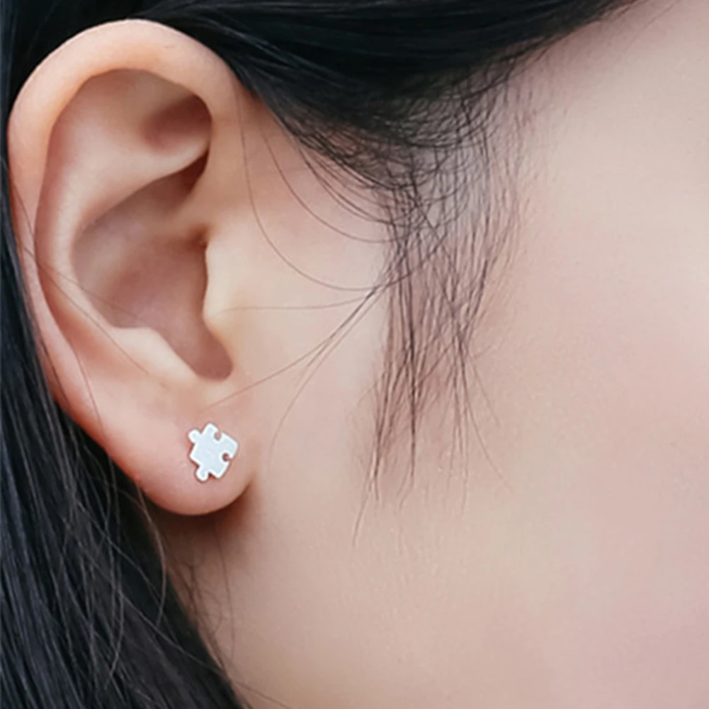 Хит женские серьги-гвоздики в форме паззла ювелирное изделие подарок | Украшения